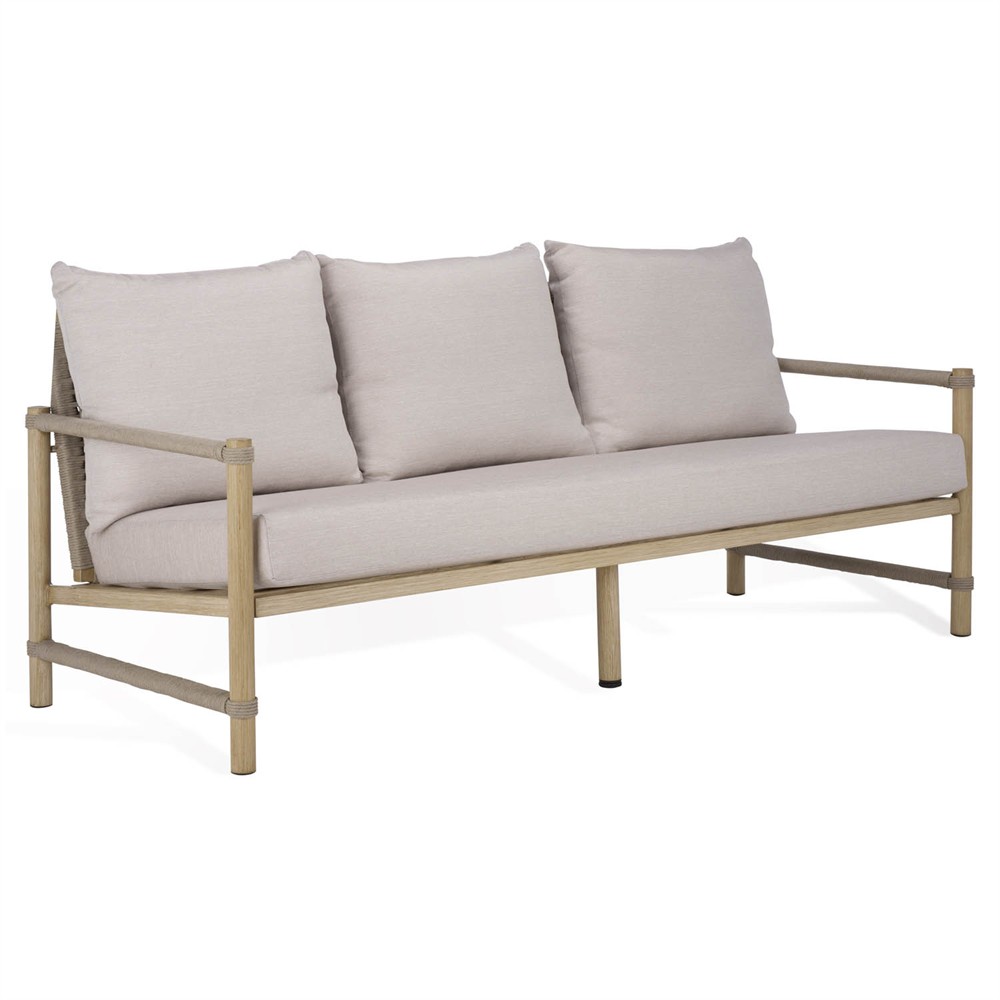 Darla Coastal Beach Grey Woven Outdoor Sofa - 82"|