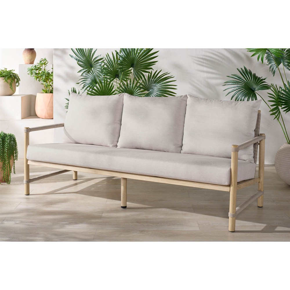 Darla Coastal Beach Grey Woven Outdoor Sofa - 82"|