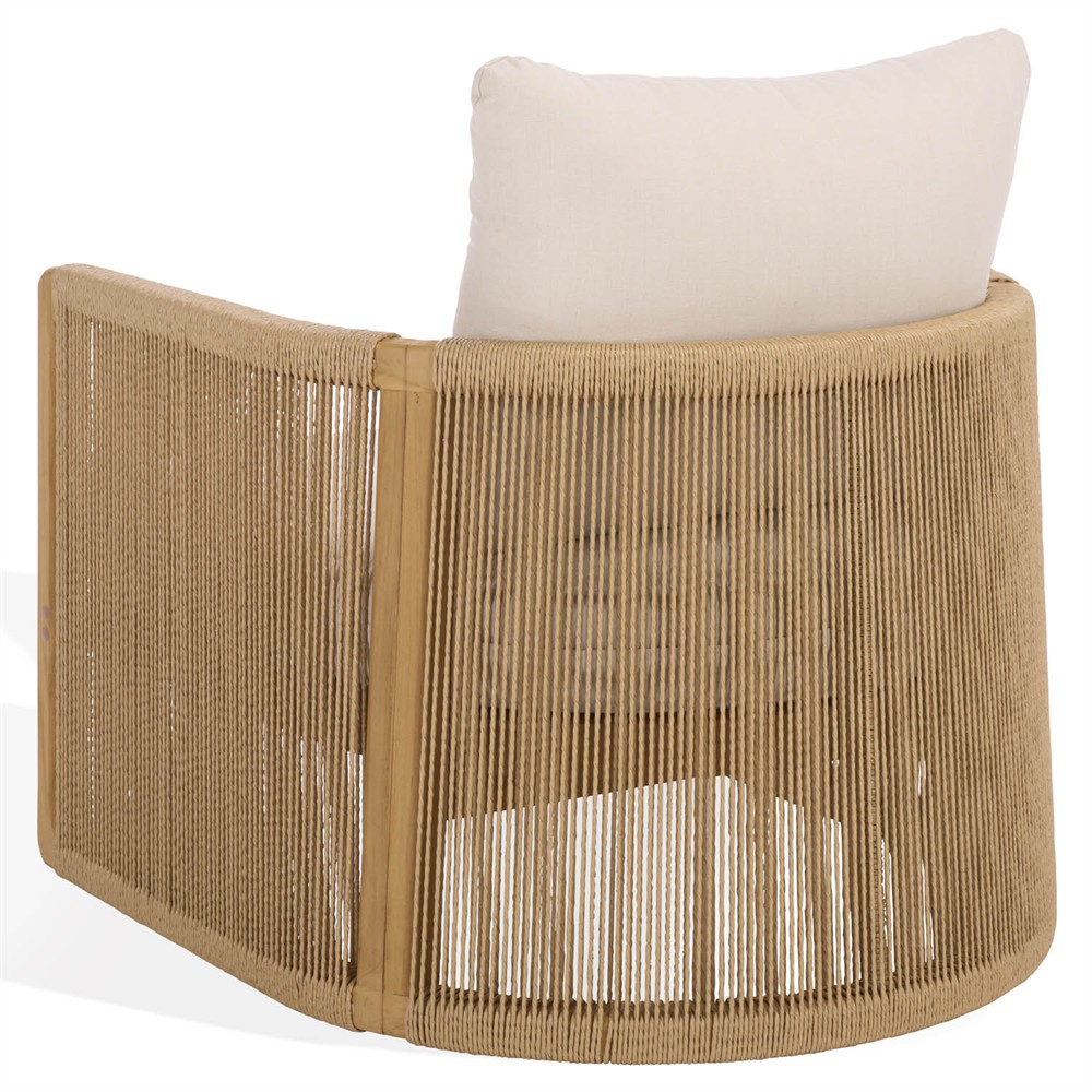 Fiora Coastal Beach Woven Hyacinth Natural Teak Outdoor Arm Chair|