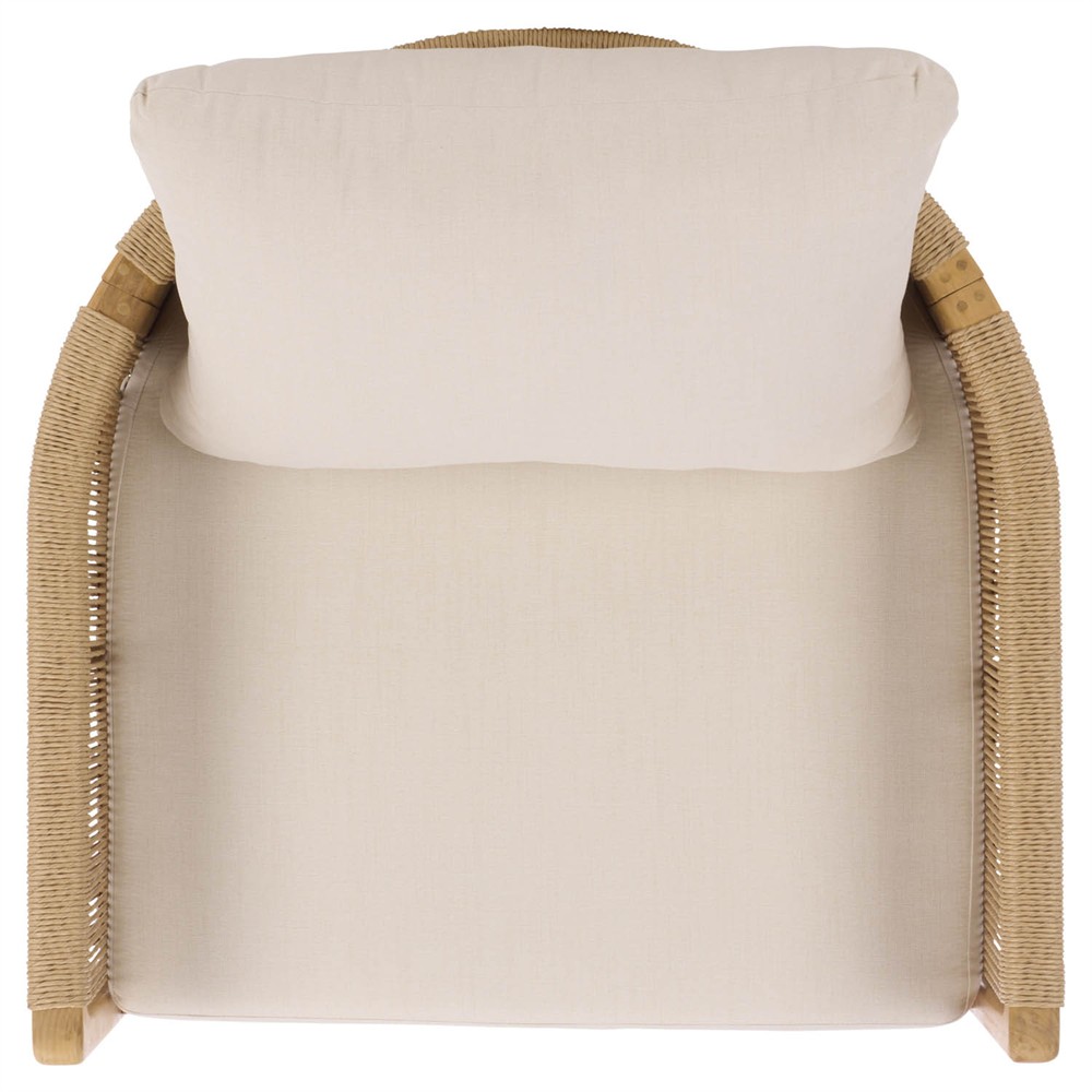 Fiora Coastal Beach Woven Hyacinth Natural Teak Outdoor Arm Chair|