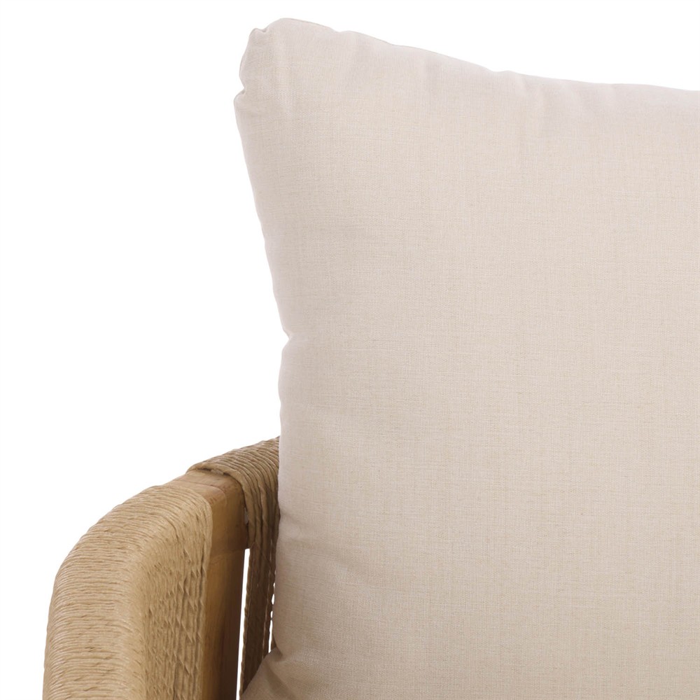 Fiora Coastal Beach Woven Hyacinth Natural Teak Outdoor Arm Chair|