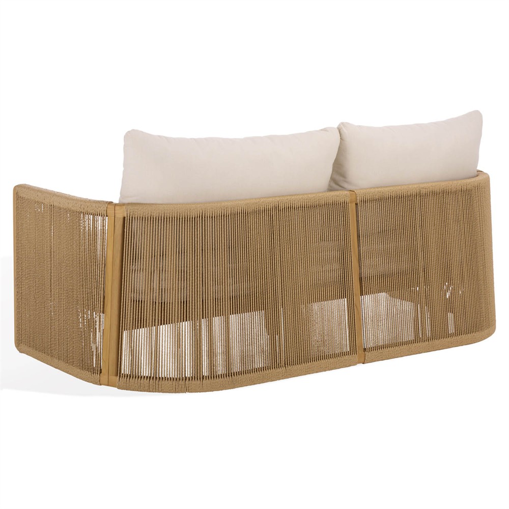 Fiora Coastal Beach Woven Hyacinth Natural Teak Outdoor Sofa - 71"|