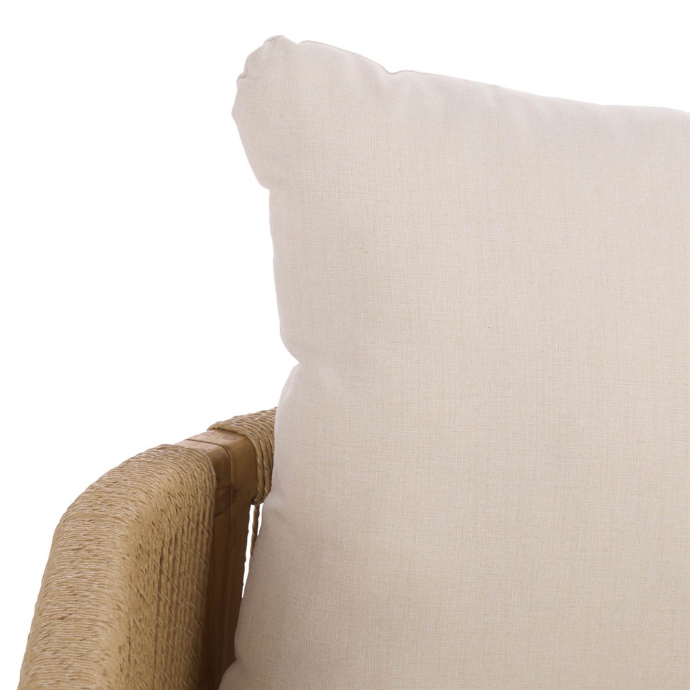 Fiora Coastal Beach Woven Hyacinth Natural Teak Outdoor Sofa - 71"|