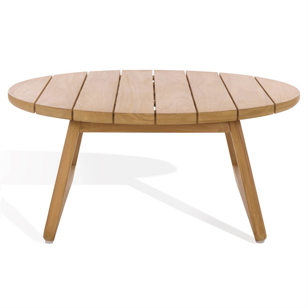 Fiora Coastal Beach Natural Teak Wood Round Outdoor Coffee Table|