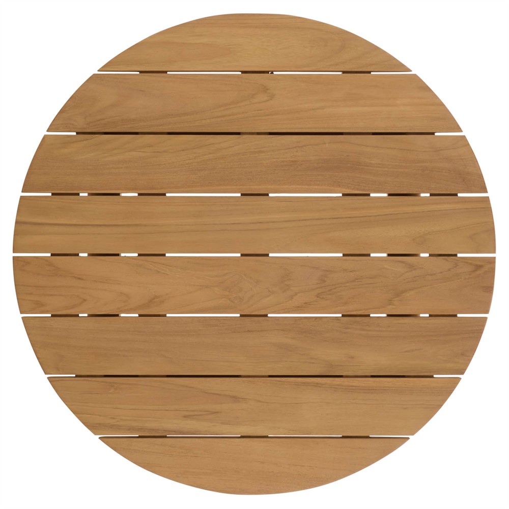 Fiora Coastal Beach Natural Teak Wood Round Outdoor Coffee Table|