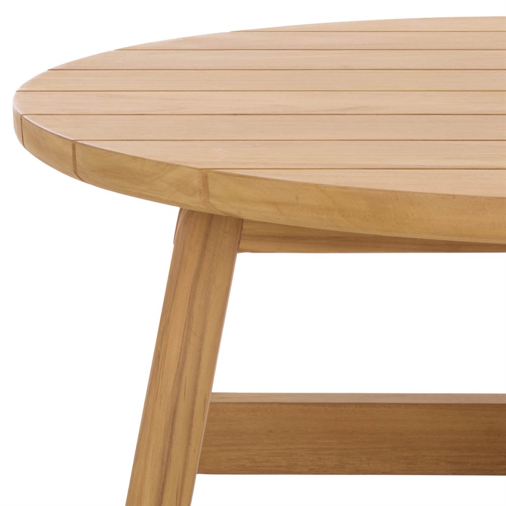 Fiora Coastal Beach Natural Teak Wood Round Outdoor Coffee Table|