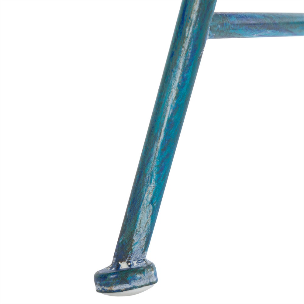 Hailey French Country Antique Blue Iron Outdoor Garden Bench|