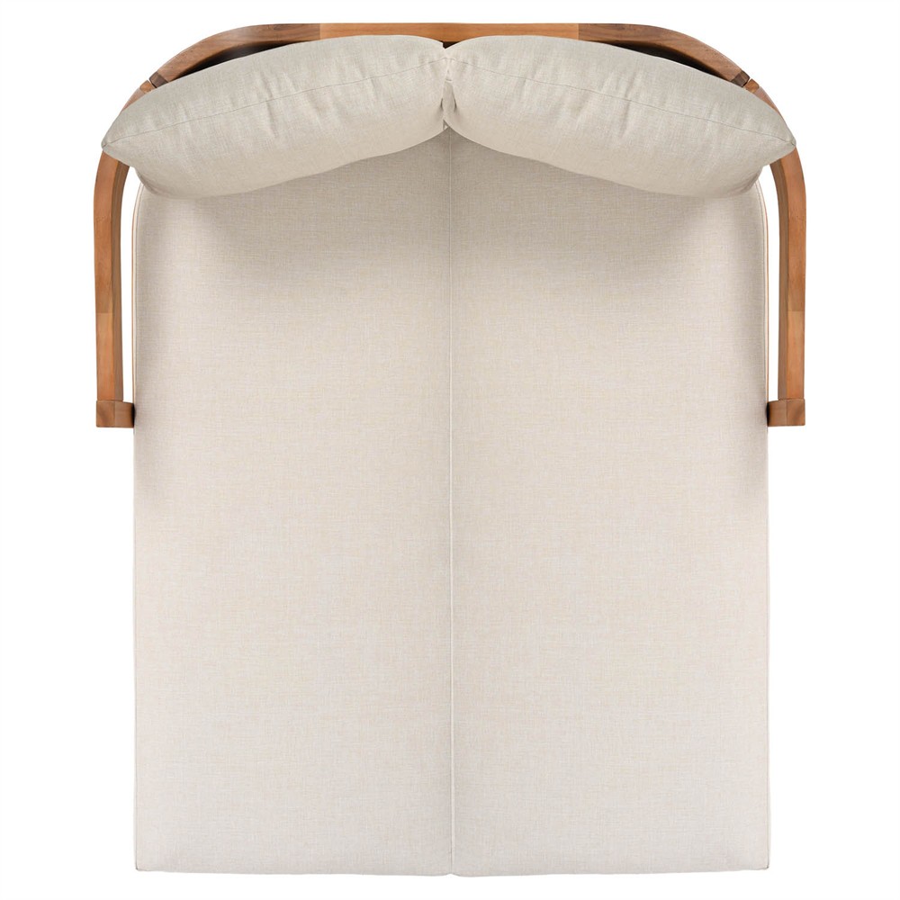 Kenzo Modern Classic Natural Acacia Wood Outdoor Double Chaise Lounge|