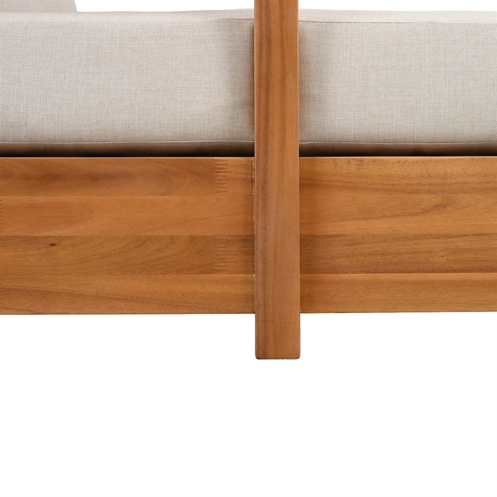 Kenzo Modern Classic Natural Acacia Wood Outdoor Double Chaise Lounge|