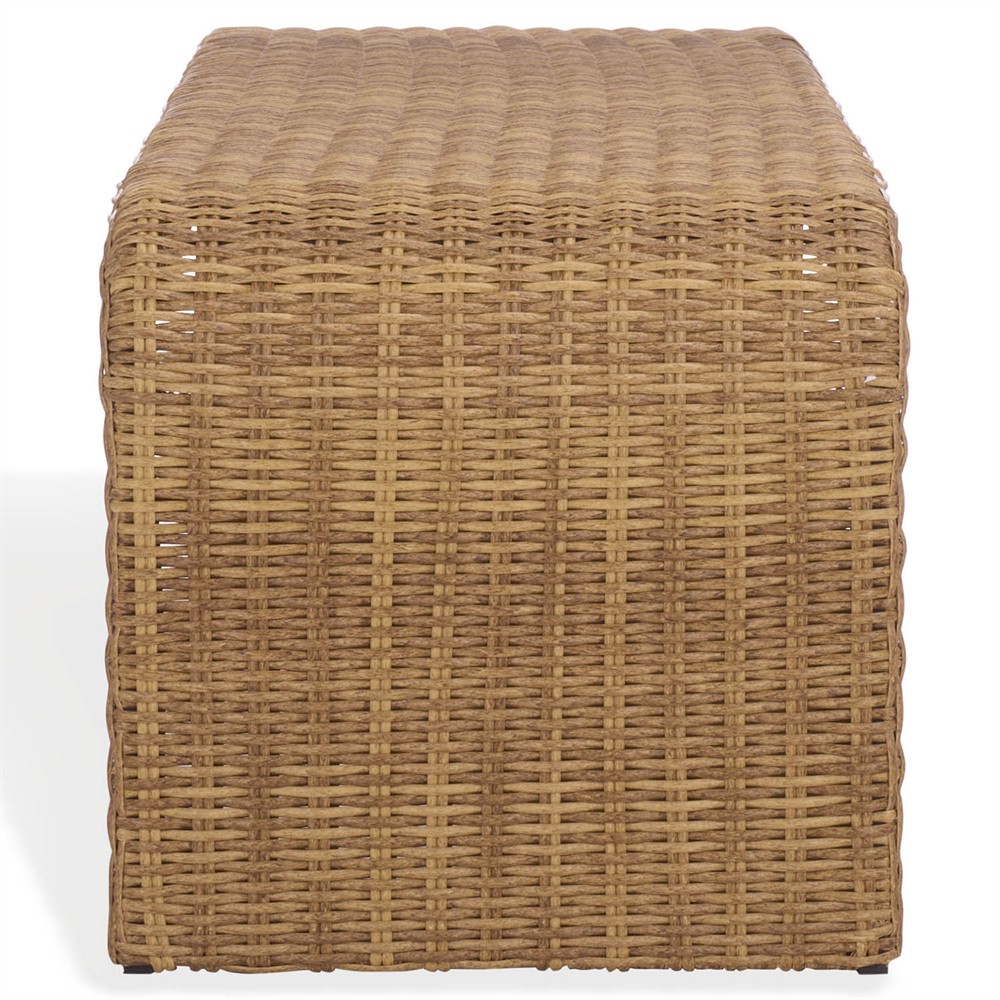 Emmie Coastal Beach Natural Faux Wicker Outdoor Dining Bench|