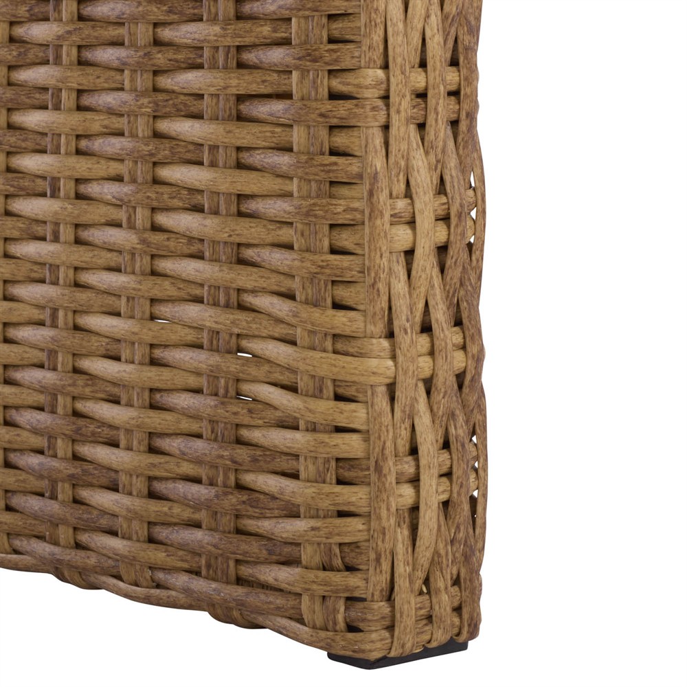 Emmie Coastal Beach Natural Faux Wicker Outdoor Dining Bench|