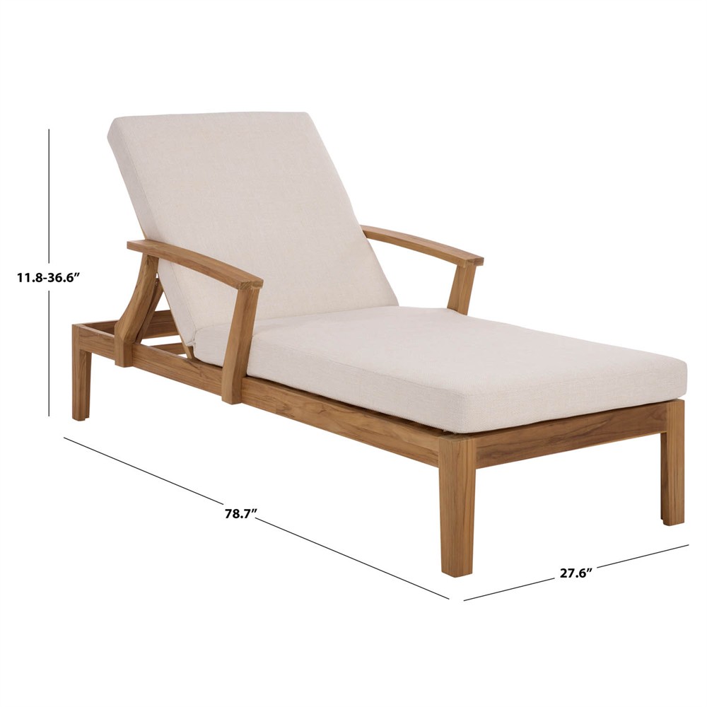 Camila Coastal Beach Natural Teak Outdoor Chaise Lounge|