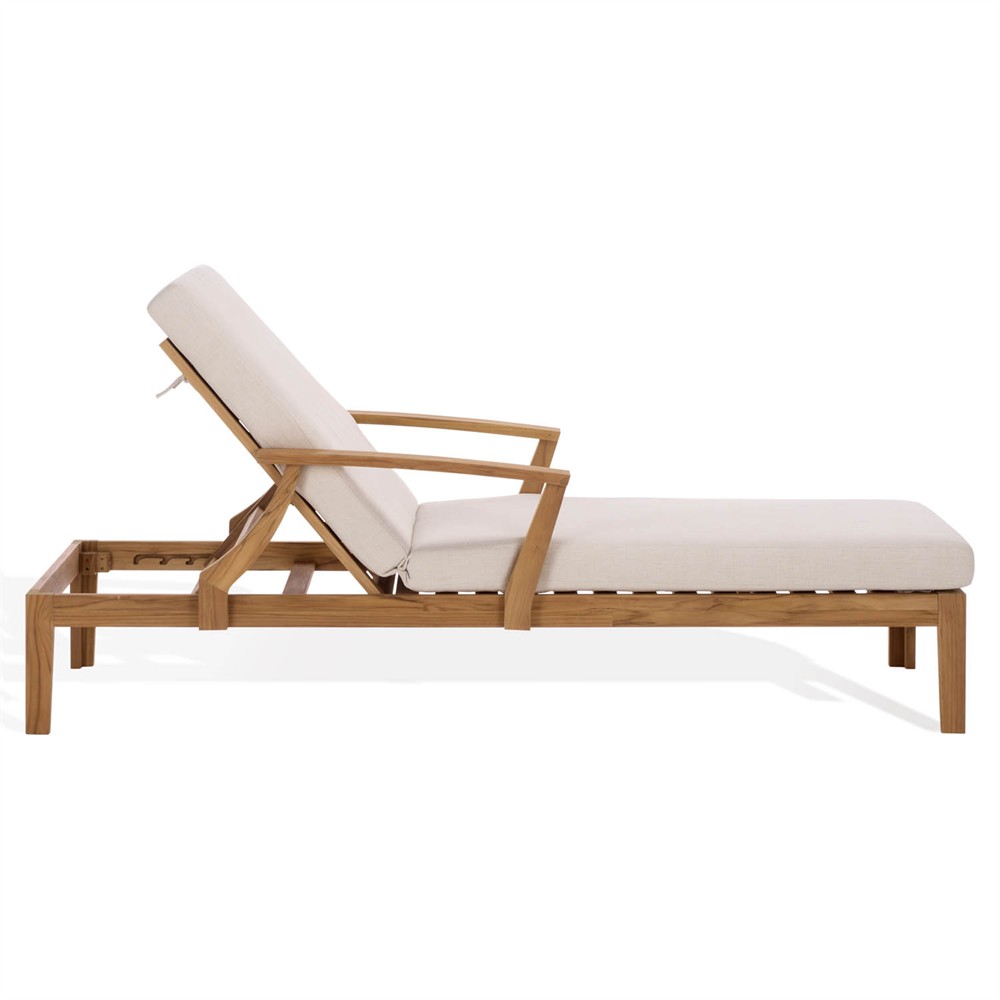 Camila Coastal Beach Natural Teak Outdoor Chaise Lounge|
