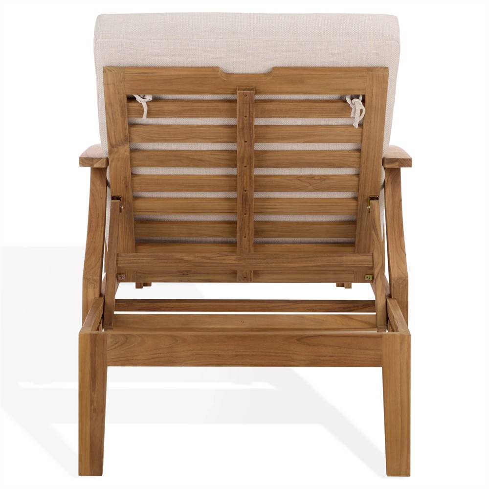 Camila Coastal Beach Natural Teak Outdoor Chaise Lounge|