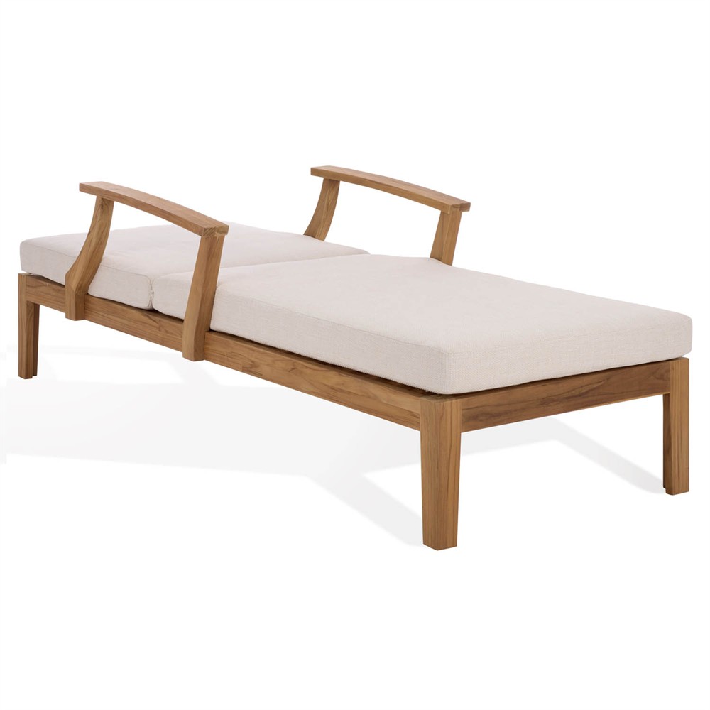 Camila Coastal Beach Natural Teak Outdoor Chaise Lounge|