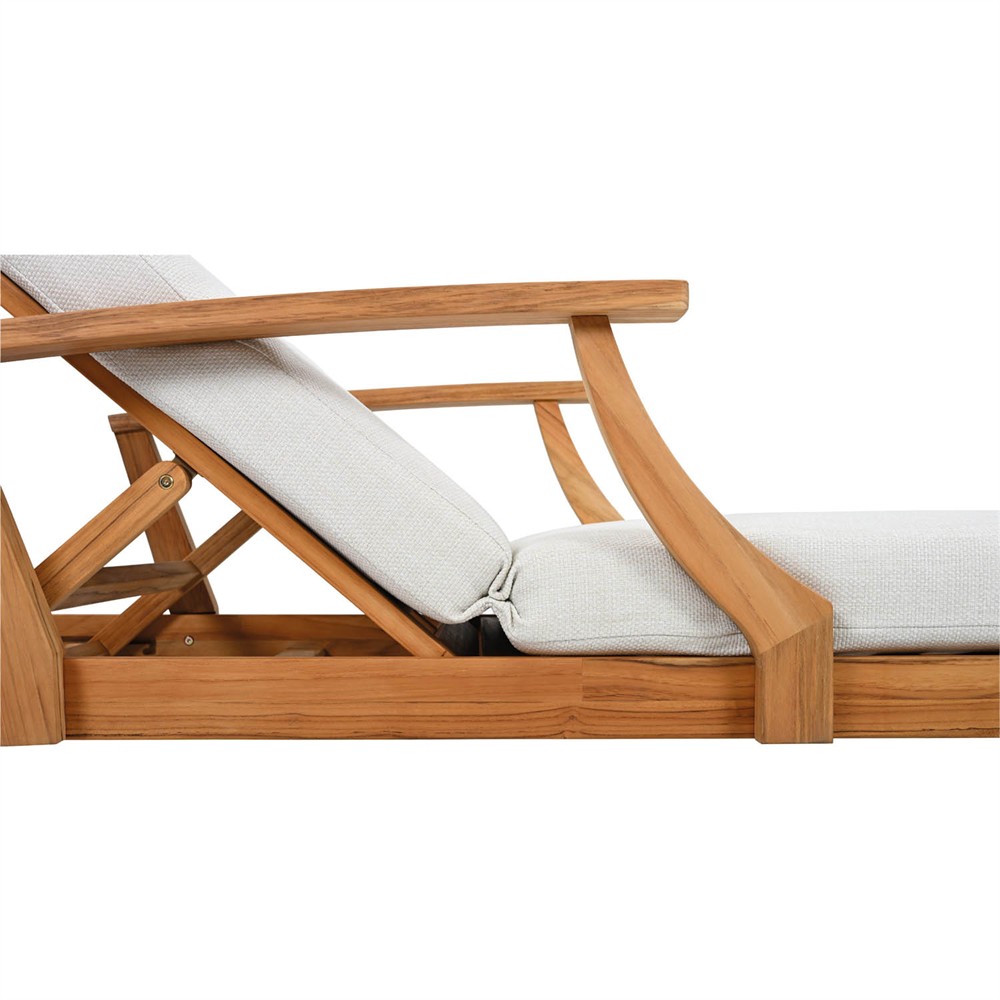 Camila Coastal Beach Natural Teak Outdoor Chaise Lounge|