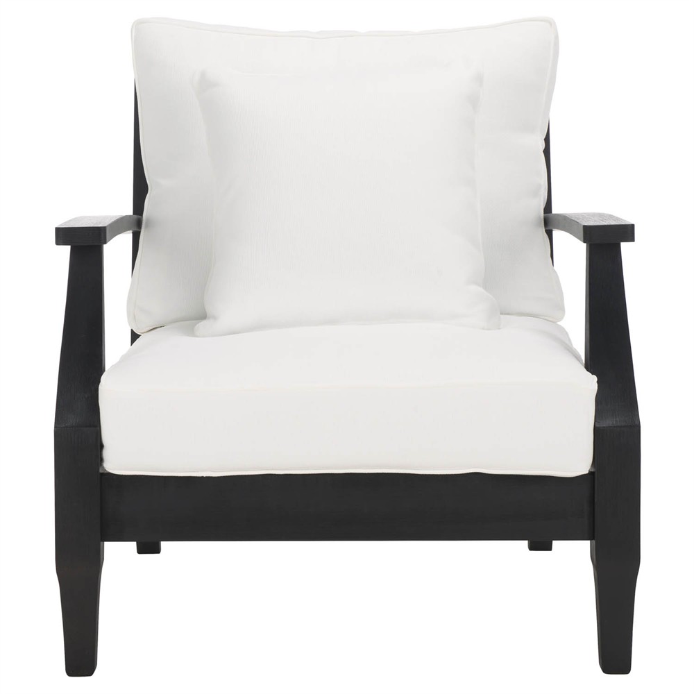 Camila Coastal Beach Black Outdoor Lounge Arm Chair|