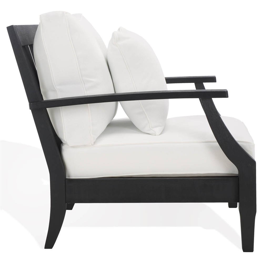 Camila Coastal Beach Black Outdoor Lounge Arm Chair|