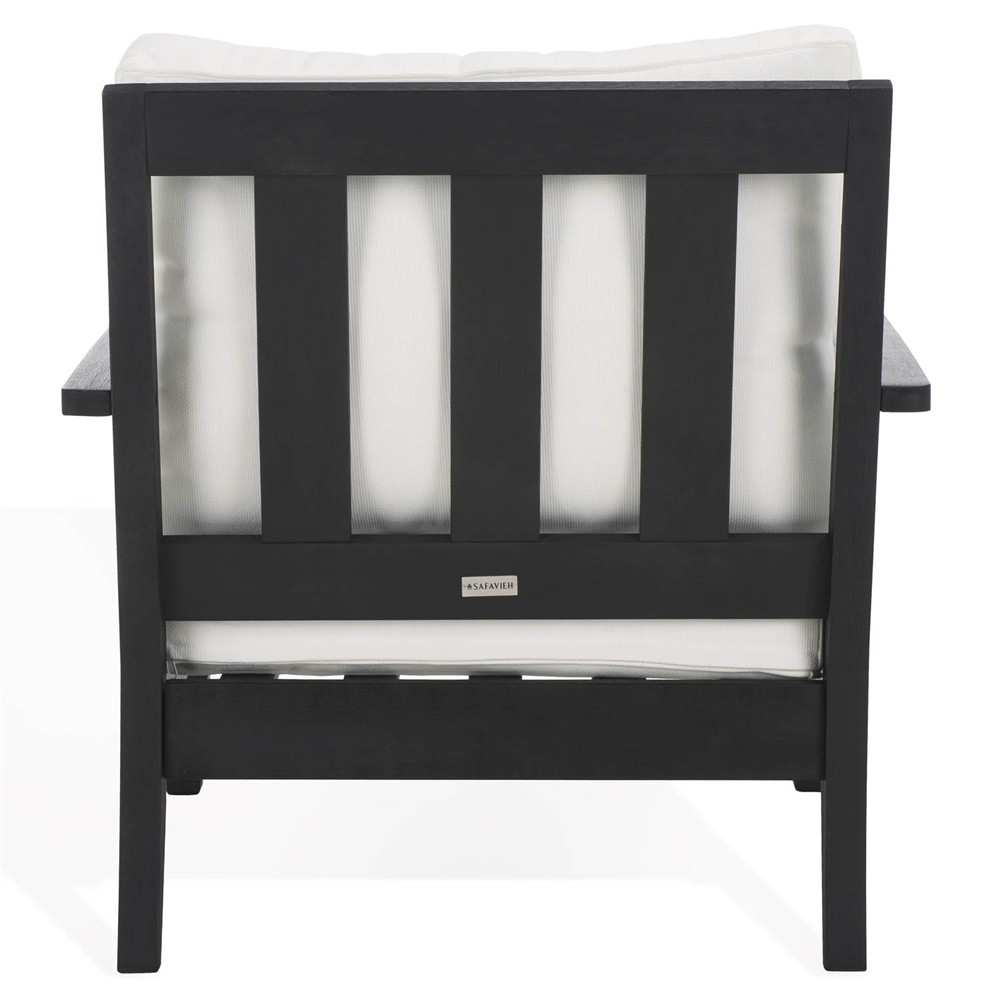 Camila Coastal Beach Black Outdoor Lounge Arm Chair|