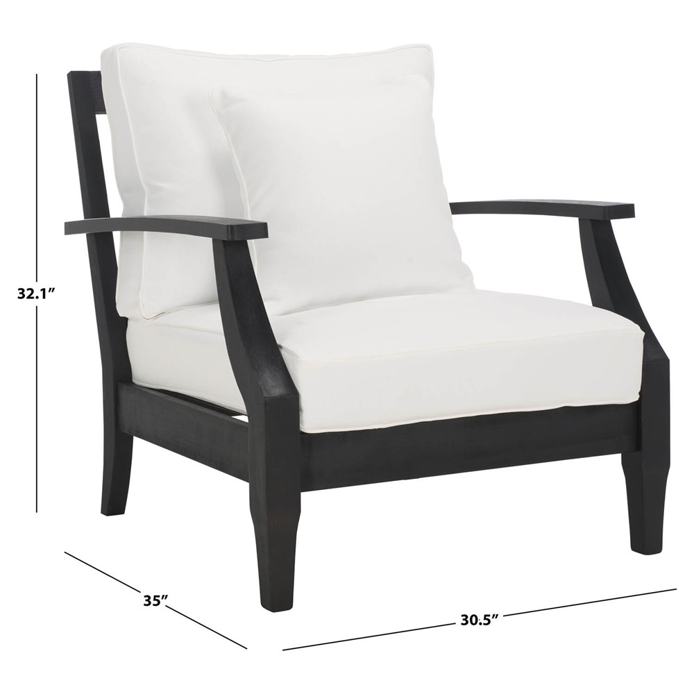 Camila Coastal Beach Black Outdoor Lounge Arm Chair|