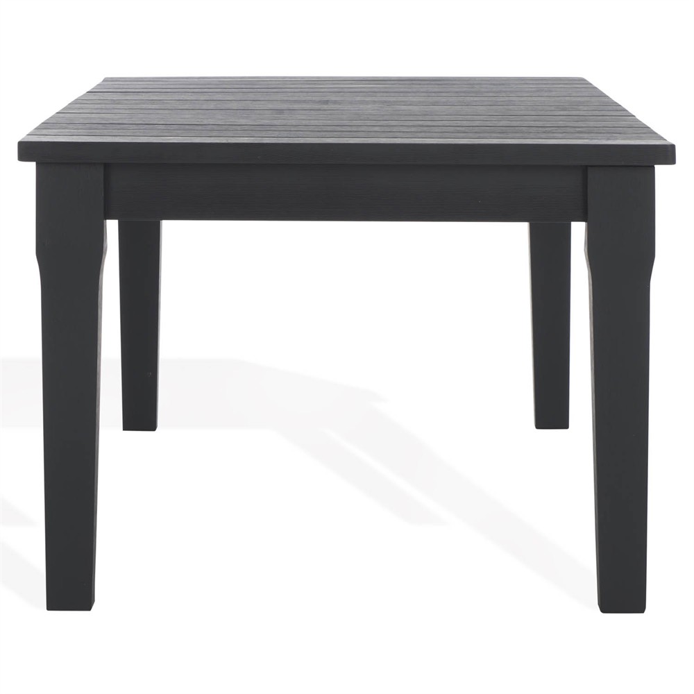 Camila Coastal Beach Black Wood Rectangular Outdoor Coffee Table|