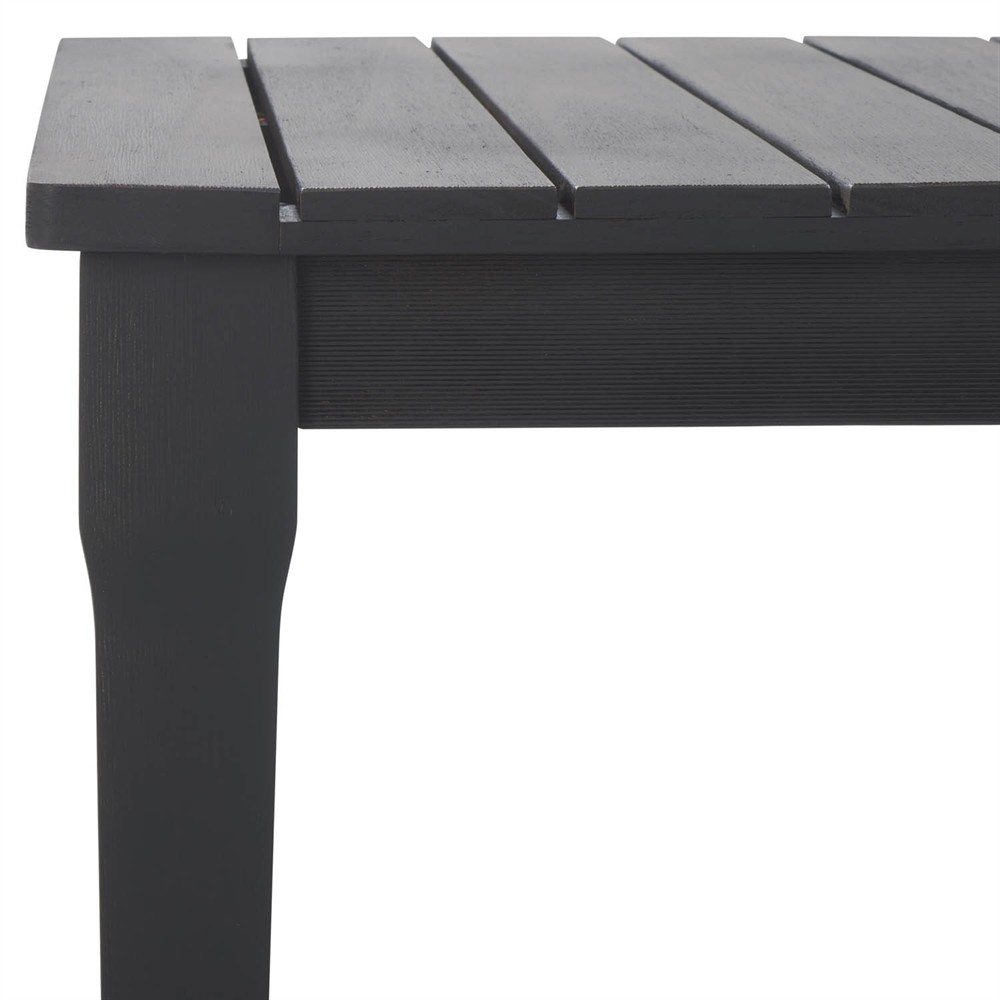 Camila Coastal Beach Black Wood Rectangular Outdoor Coffee Table|