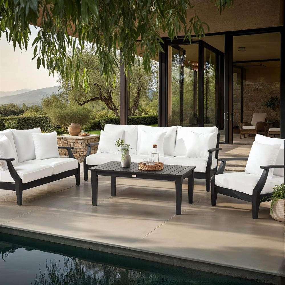 Camila Coastal Beach Black Outdoor Loveseat|