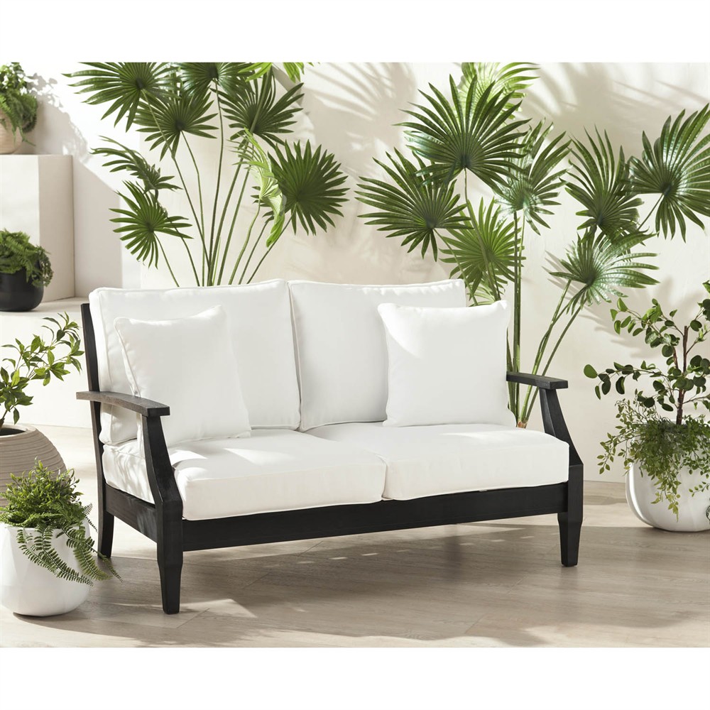 Camila Coastal Beach Black Outdoor Loveseat|