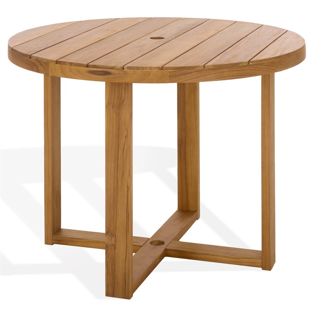 Charlene Coastal Beach Natural Teak Round Outdoor Dining Table - 40"|