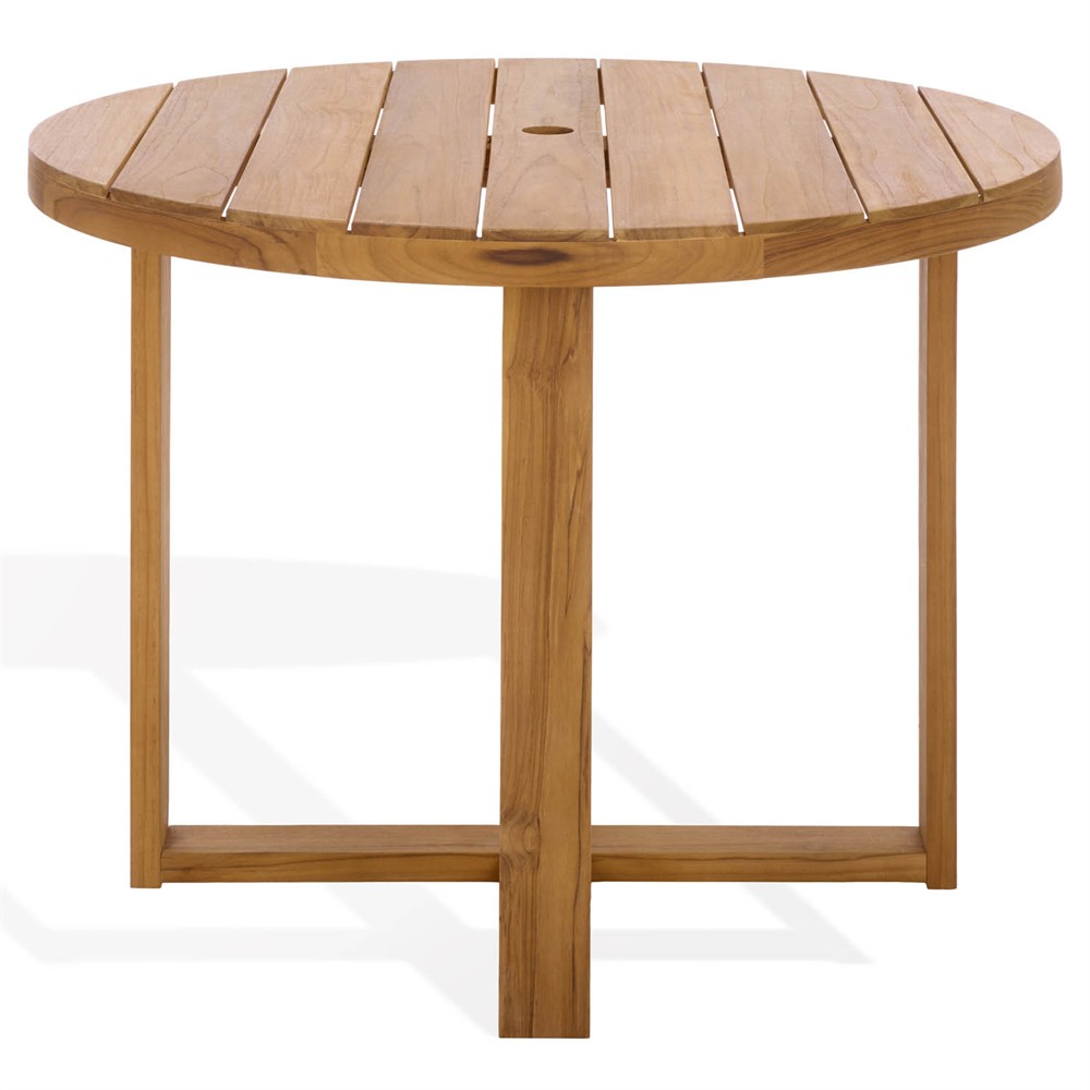Charlene Coastal Beach Natural Teak Round Outdoor Dining Table - 40"|