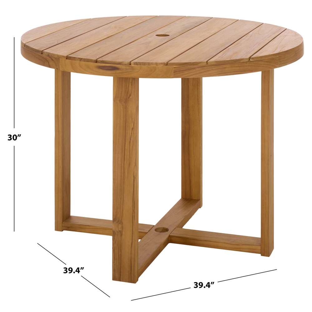 Charlene Coastal Beach Natural Teak Round Outdoor Dining Table - 40"|