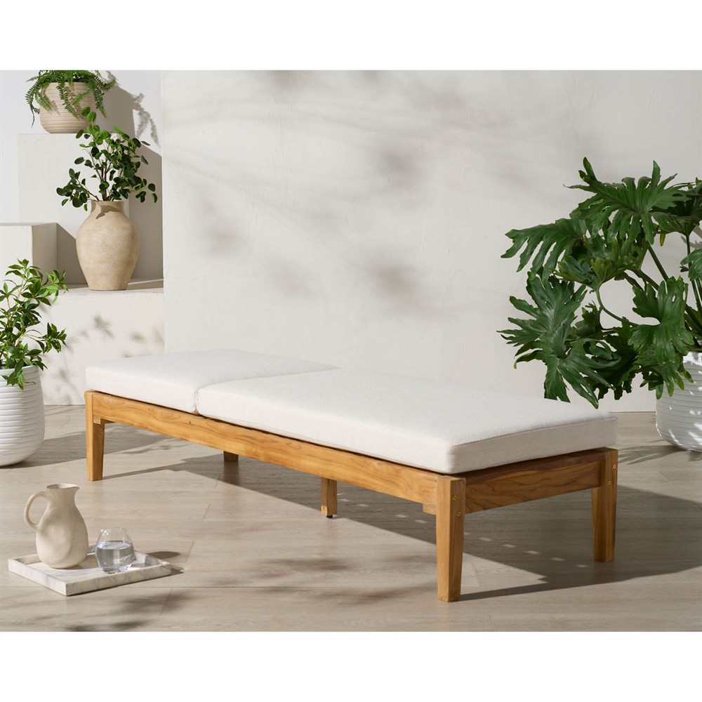 Isla Coastal Beach Natural Teak Outdoor Chaise Lounge|