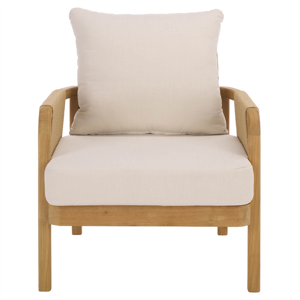 Nina Coastal Beach Natural Teak Outdoor Arm Chair|