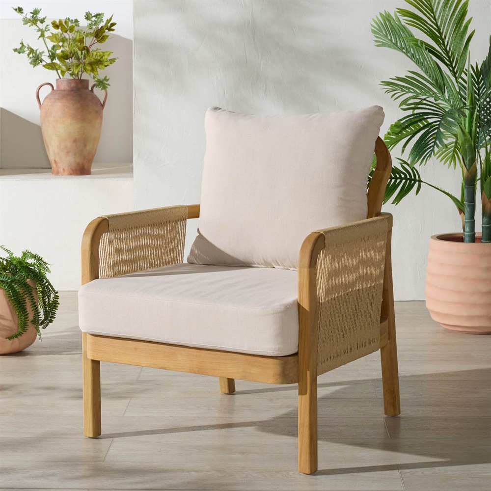 Nina Coastal Beach Natural Teak Outdoor Arm Chair|