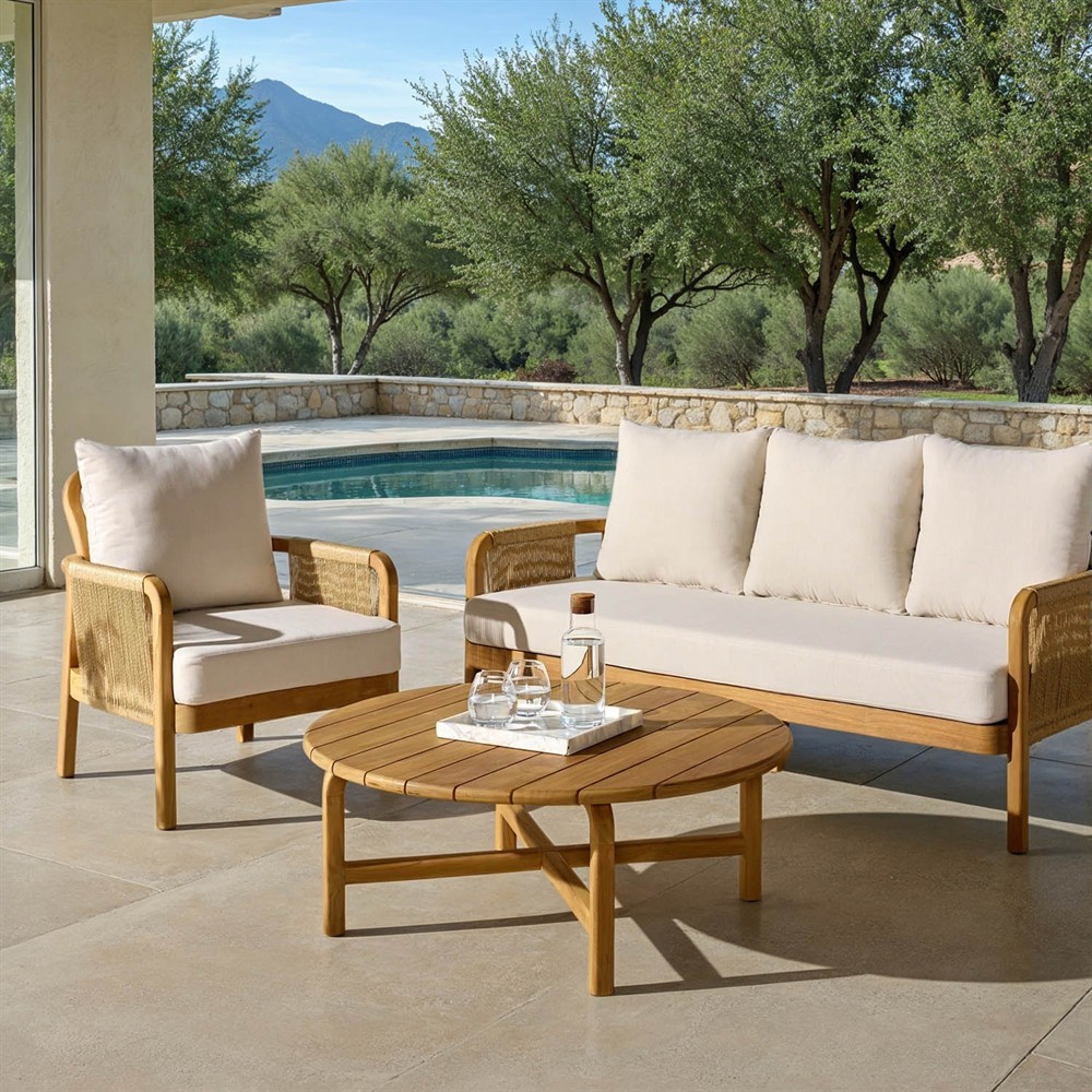 Nina Coastal Beach Natural Teak Outdoor Sofa - 69"|
