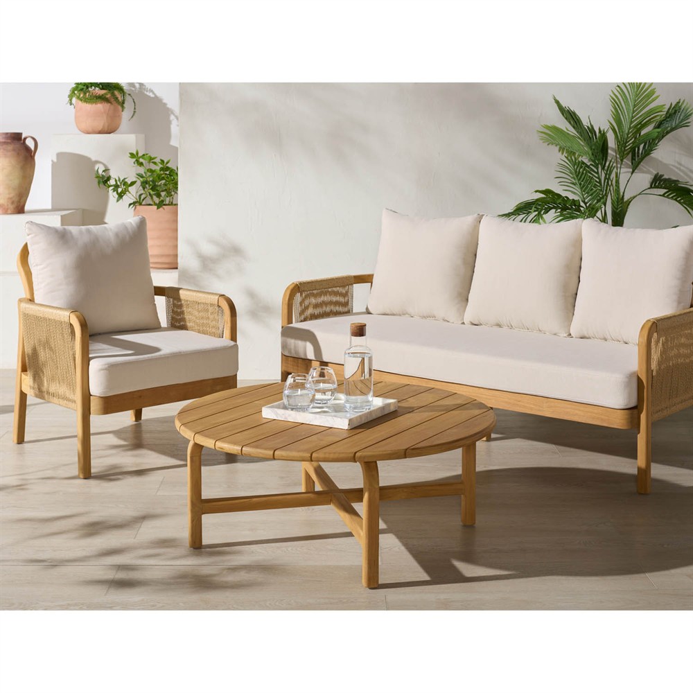 Nina Coastal Beach Natural Teak Outdoor Sofa - 69"|