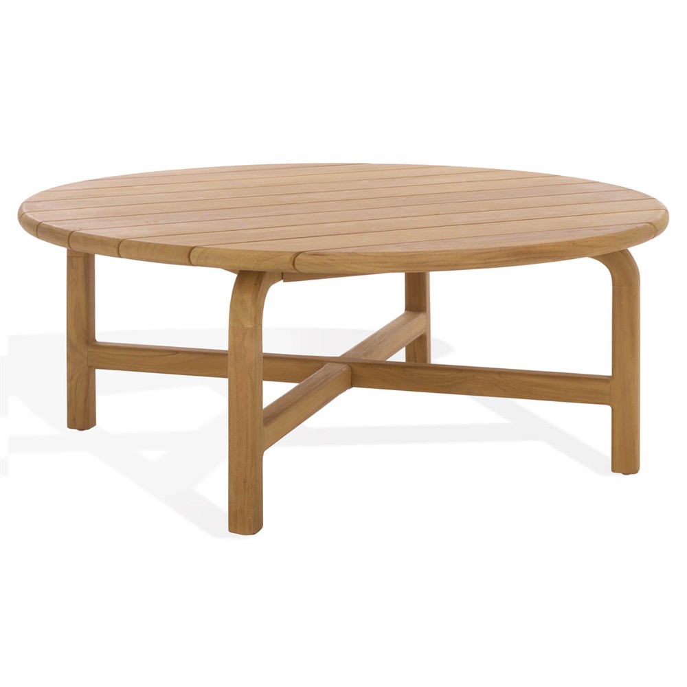 Nina Coastal Beach Natural Teak Round Outdoor Coffee Table|