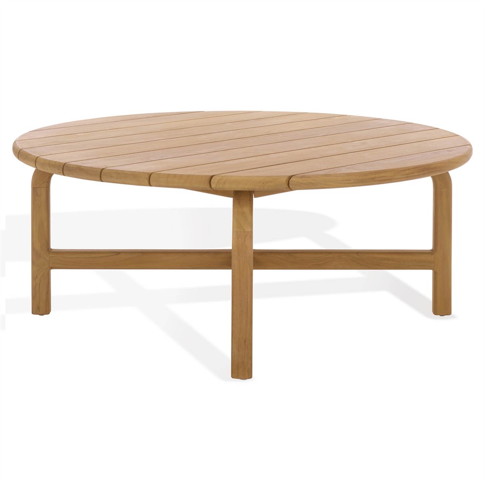 Nina Coastal Beach Natural Teak Round Outdoor Coffee Table|