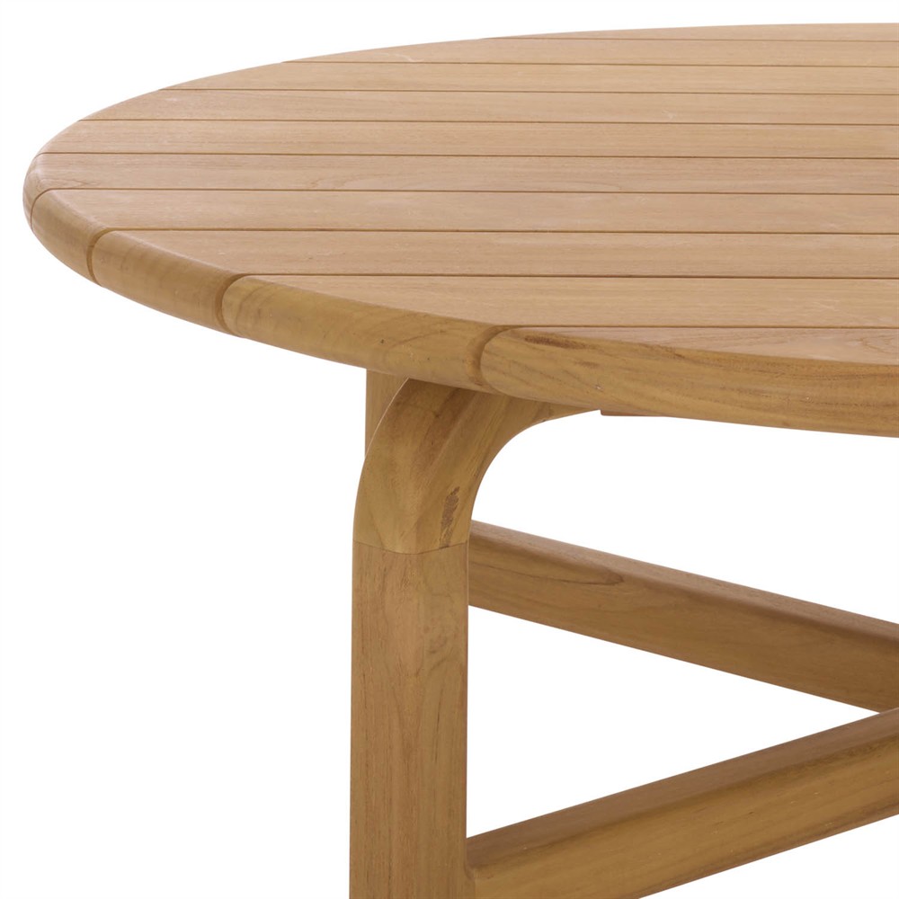 Nina Coastal Beach Natural Teak Round Outdoor Coffee Table|