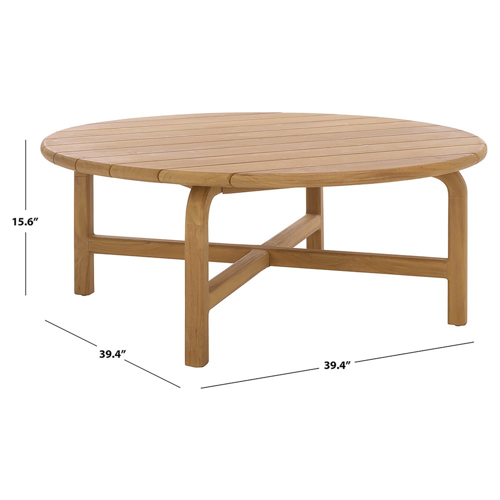 Nina Coastal Beach Natural Teak Round Outdoor Coffee Table|