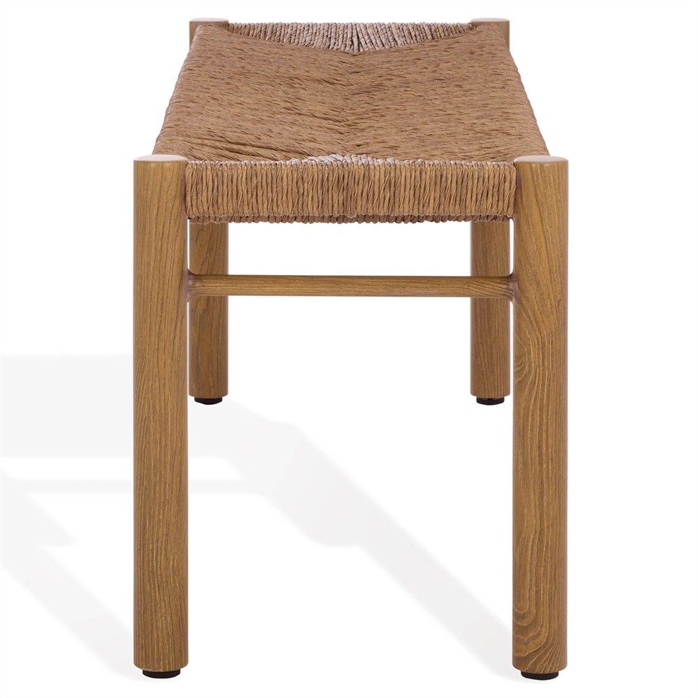 Maori Coastal Beach Natural Faux Rattan Woven Outdoor Dining Bench|