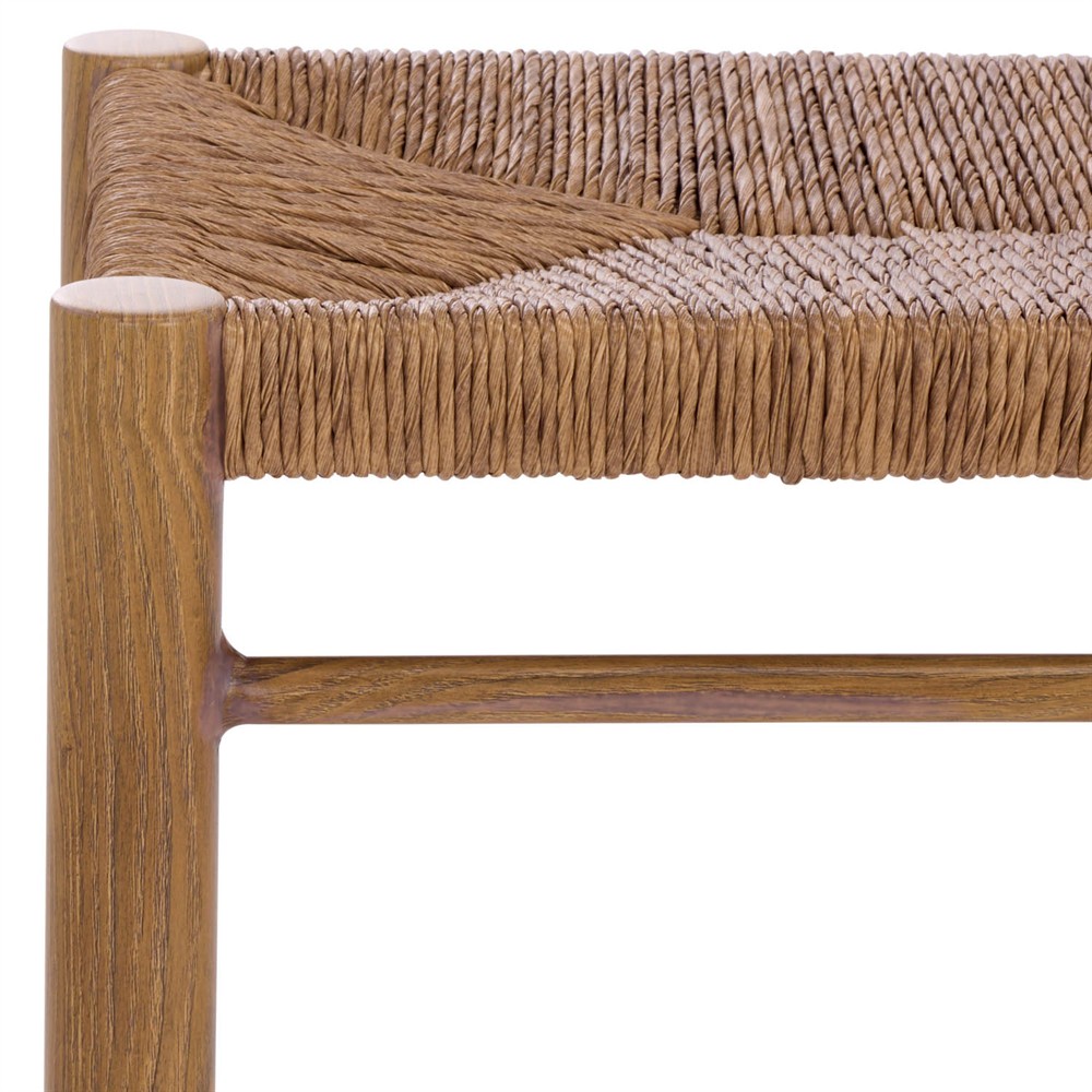 Maori Coastal Beach Natural Faux Rattan Woven Outdoor Dining Bench|