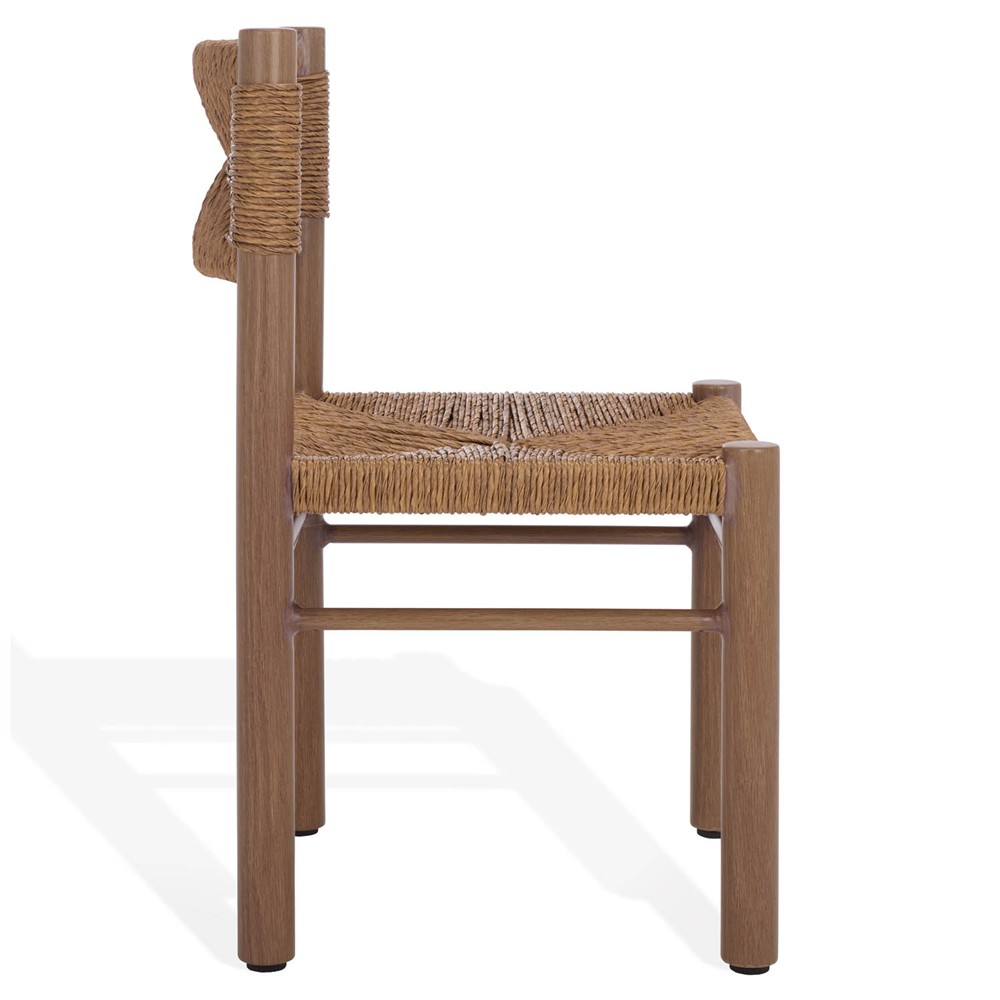 Ramon Coastal Beach Natural Faux Rattan Woven Outdoor Dining Chair - Set of 2|