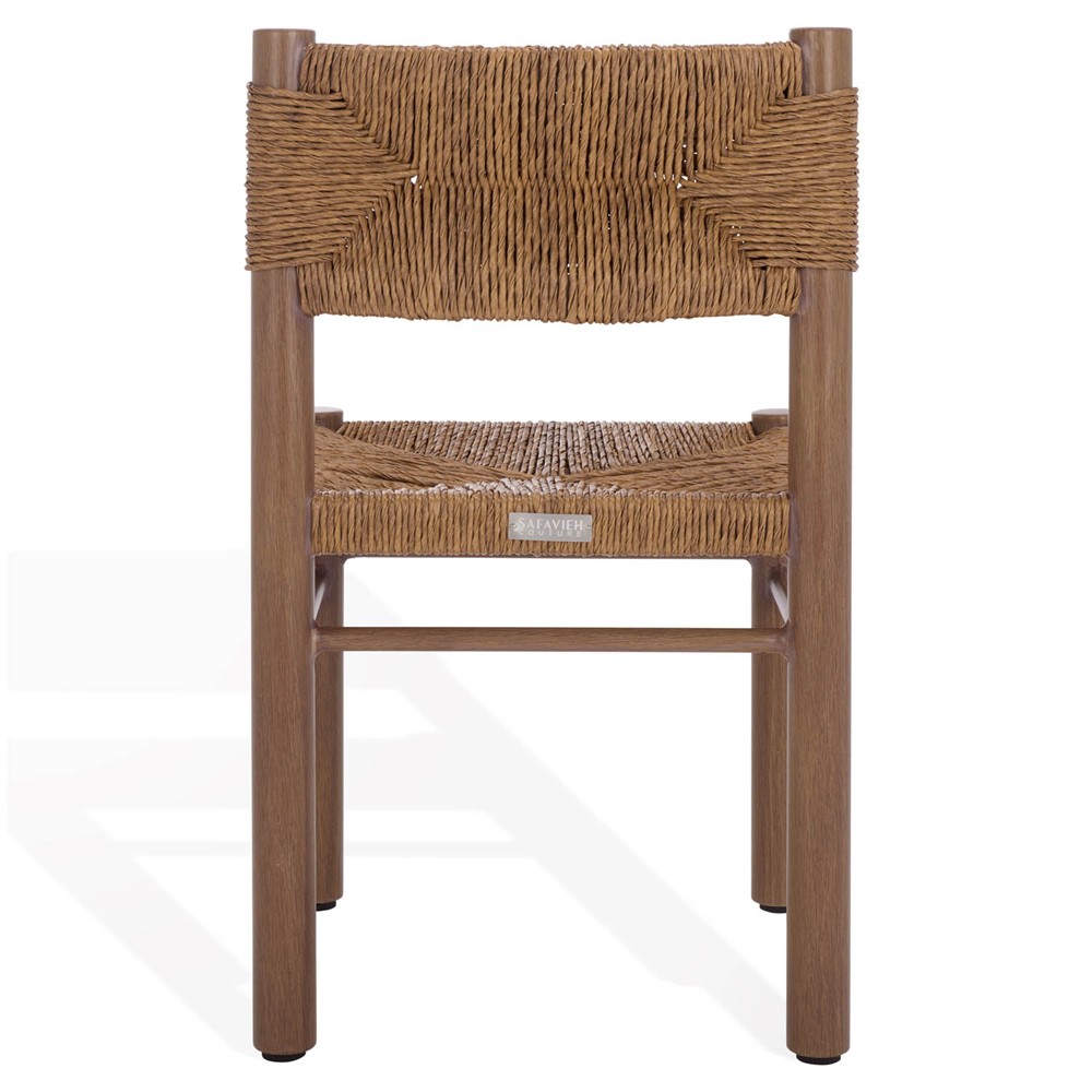 Ramon Coastal Beach Natural Faux Rattan Woven Outdoor Dining Chair - Set of 2|