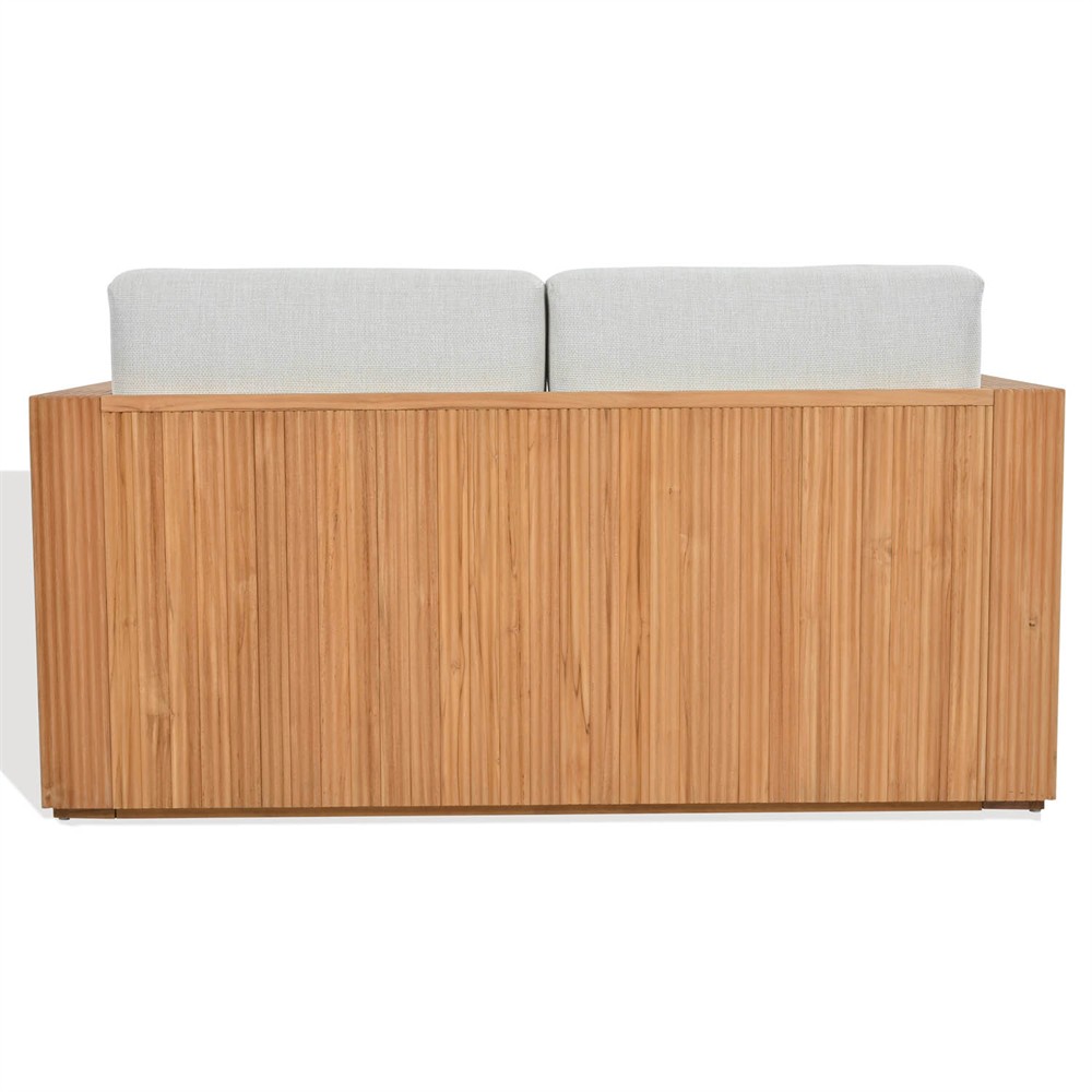 Lucian Coastal Beach Natural Reeded Teak Outdoor Loveseat - 56"|