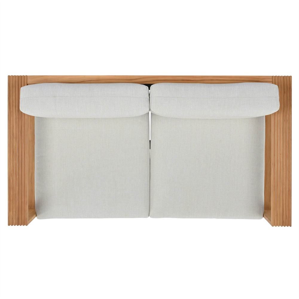 Lucian Coastal Beach Natural Reeded Teak Outdoor Loveseat - 56"|