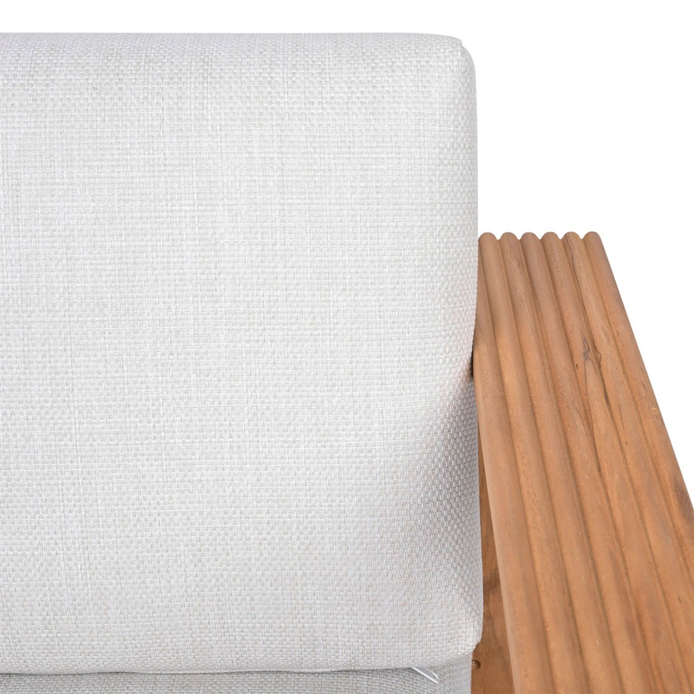 Lucian Coastal Beach Natural Reeded Teak Outdoor Loveseat - 56"|