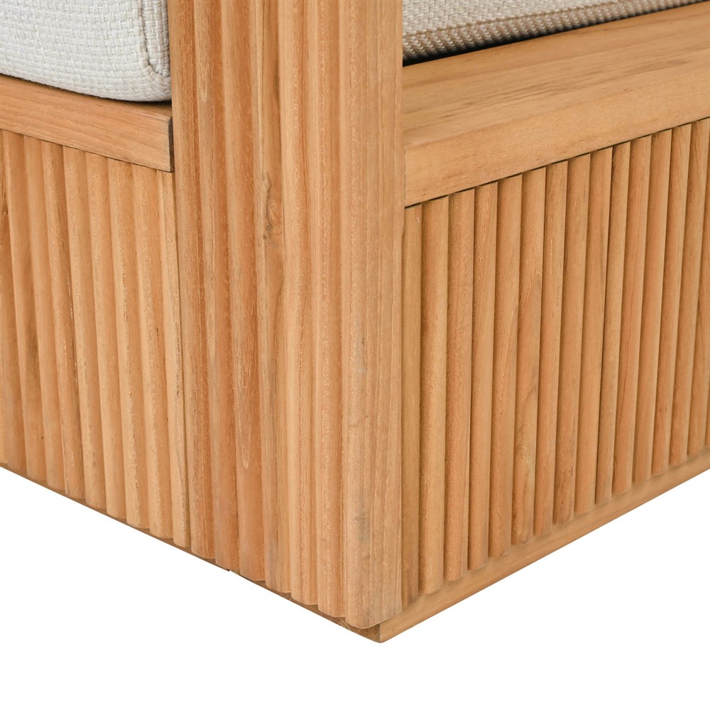 Lucian Coastal Beach Natural Reeded Teak Outdoor Loveseat - 56"|