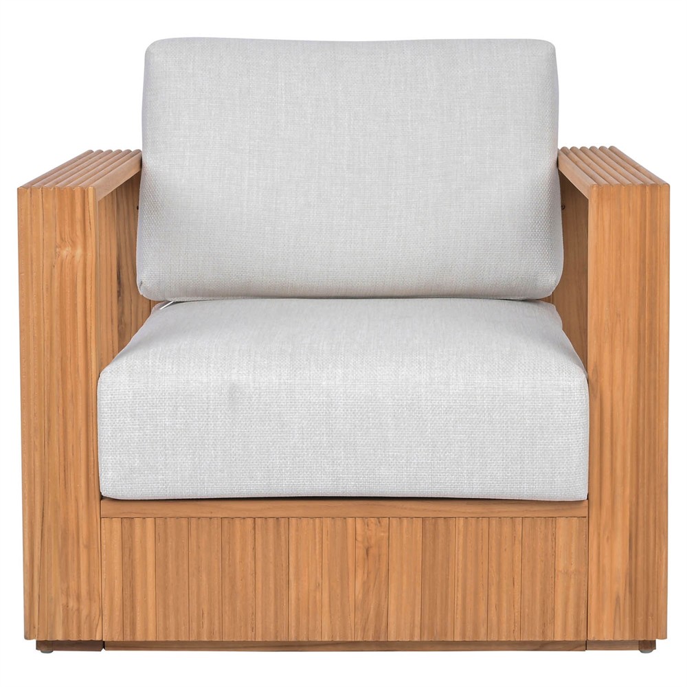 Lucian Coastal Beach Natural Reeded Teak Outdoor Patio Arm Chair|