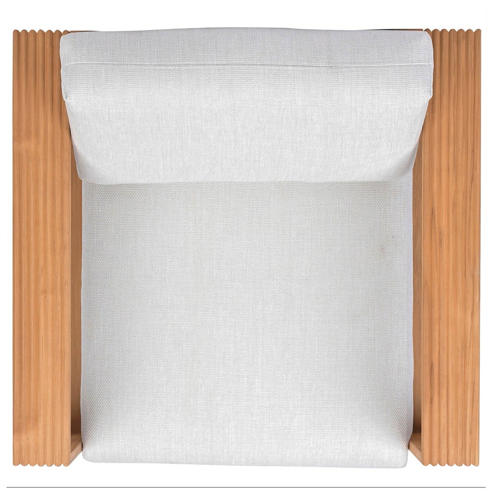 Lucian Coastal Beach Natural Reeded Teak Outdoor Patio Arm Chair|